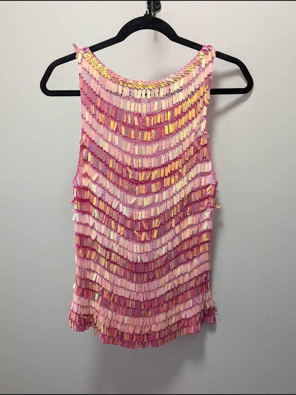 Vtg Sequin Fringe Tank Top